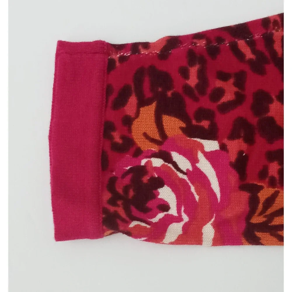 Isaac‎ Mizrahi Sweater Womens Size L Pink Floral Animal Print Cardigan Button Up